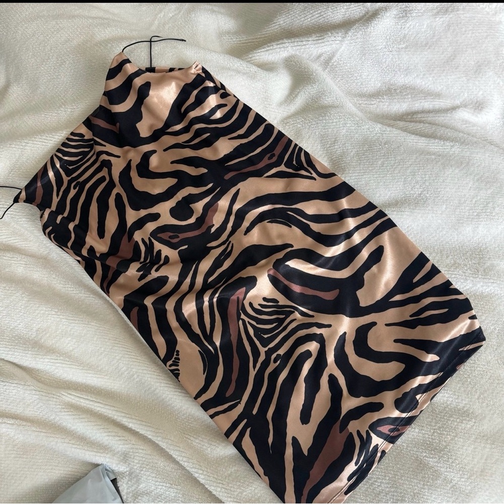 Zara Zebra Print Dress in Black and Cream - Picture 2 of 4